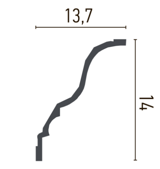 Den elegante stuk måler 14 cm x 13,7 cm